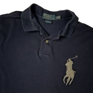 Polo Ralph Lauren Polo Shirt Large Custom Fit Blue Big Pony Tennis US Open 2013